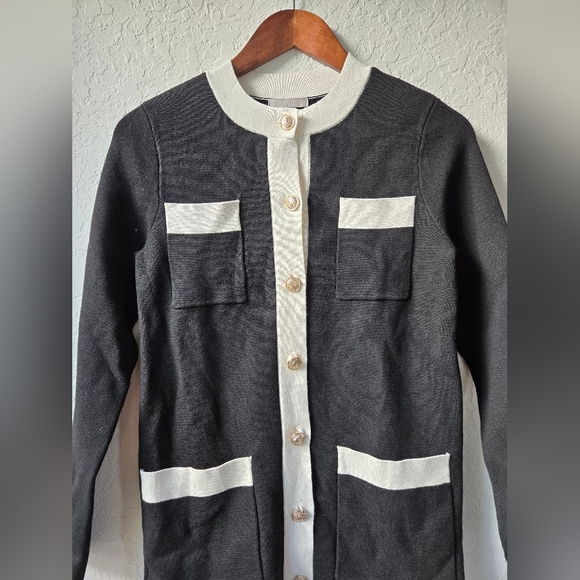H&M Black Pocket-detail knit Cardigan with Gold Buttons Quiet Luxury size XS - Picture 9 of 16